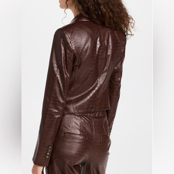 New NWT Veronica Beard Cooke Dickey Faux Croc Brown Jacket in Chicory - Picture 2 of 6